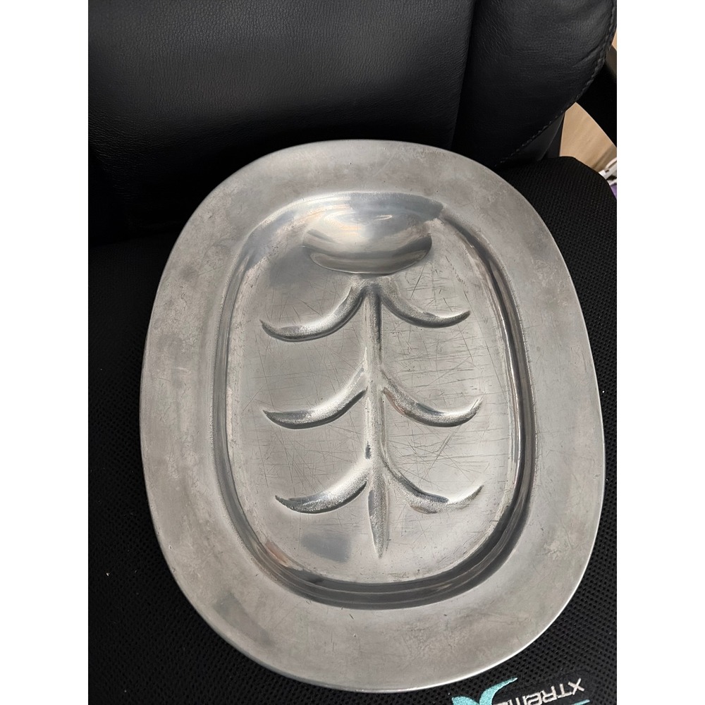 Vintage Wilton Columbia "Well & Tree" Footed Pewter‎ Serving Platter 14"